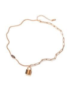 Fashion Design Jewelry Paperclip Chain Adjustable Women Stainless Steel Lock Pendant Women Necklace&#160;