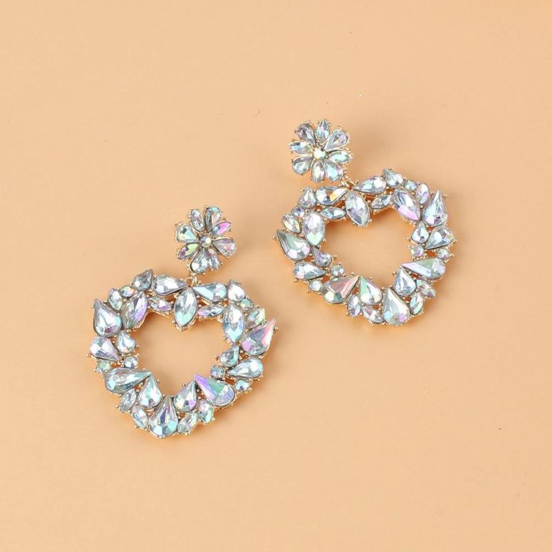 Alloy Diamond-Encrusted Love Earrings Fashion Earrings