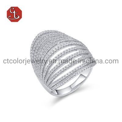 Fashion Multi-layer Silver Ring Pave Setting