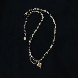 New Models 14K Gold Plated Stainless Steel Heart Shaped Charm Pendant Necklace