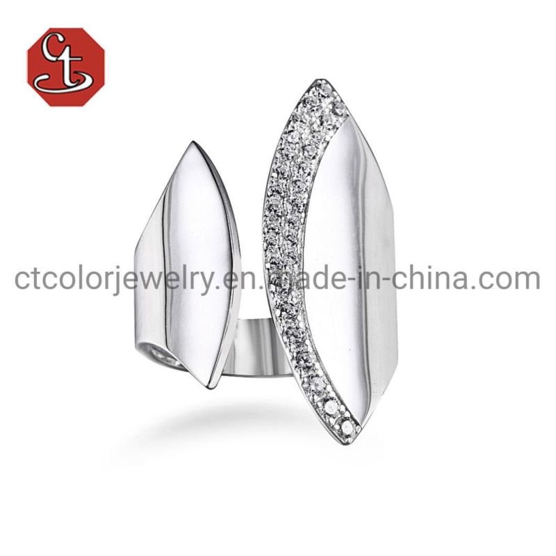 Sandblasted Rings Fashion Metal Pave CZ Silver or Brass Ring Men Jewelry
