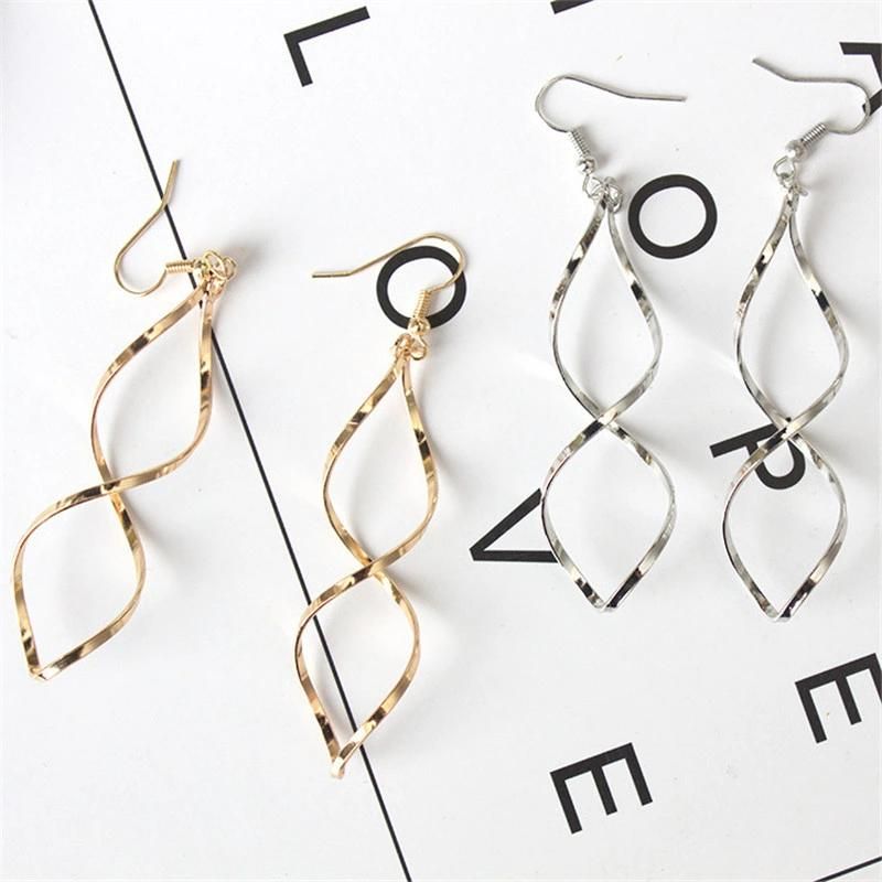 High Quality Fashion Double Loop Wave Drop Earrings Wedding Jewelry