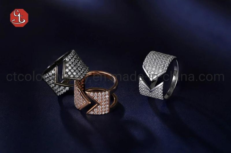 Arrow Cubic Zircon Silver Ring Open Rings