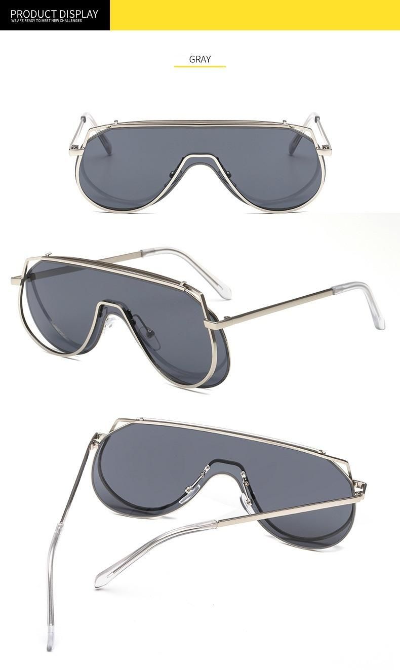 2020 New Large Frame One-Piece Metal Sunglasses