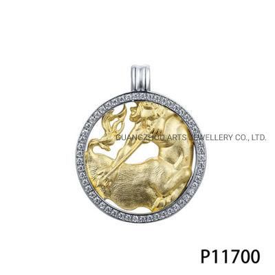 Gold Plating Horoscope Symbols in The Round Silver Pendant
