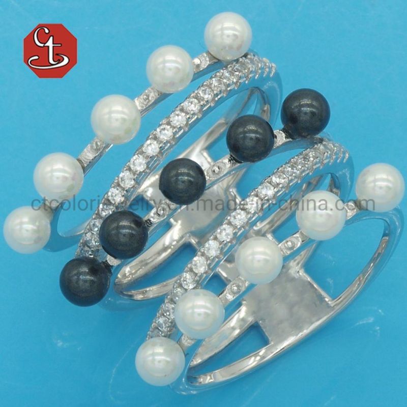 Luxury Design Shell Pearl Ring for Women Rose Gold Color Multi-Layers Wedding Rings Vintage Jewelry