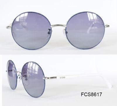 Round Shape Unisex Metal Acetate Frame Sunglasses