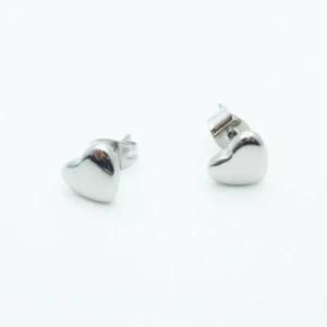 Fashion Stainless Steel High Polished Heart Post Earrings Jewelry