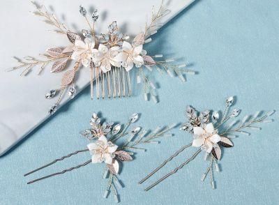 Wedding Bridal Crystal Flower Hair Pin Hair Stick Headpiece