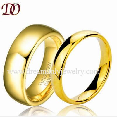 Shiny Gold Tungsten Wedding Band