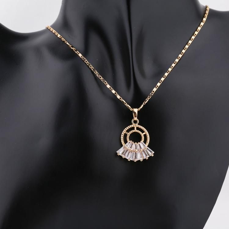 Fashion Women Custom 18K Gold Plated Alloy Crystal Silver Jewelry Chain Sets Pendant Necklace