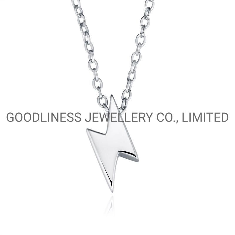 925 Sterling Silver Fine Jewelry Women Lightning Pendant Necklace