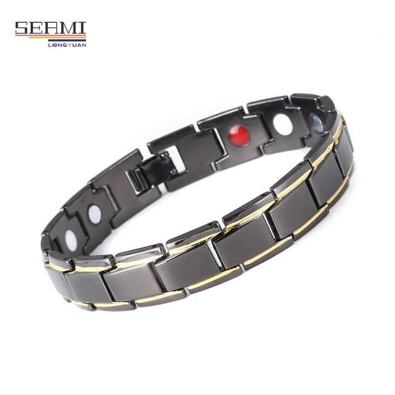 Magnetic Therapy Magnet Men′s Titanium Steel Couple Bracelet