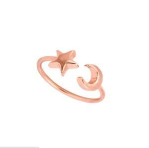 Jewellery Rotatable 14K Cute Moon and Star Ring Adjustable Face Nose Nail Silicone Gemstone Ring