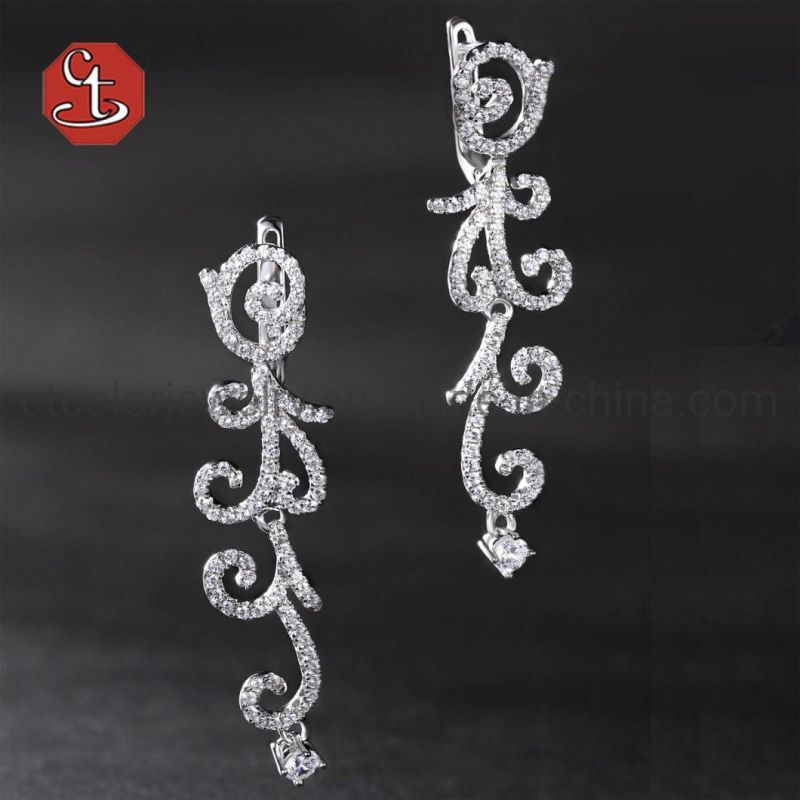 Fashion Jewelry Silver Earring with CZ Copper Earrings