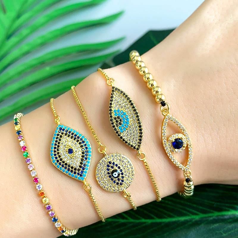 High Quality Evil Eye Bangle Adjustable Wire Evil Eye Zircon Bracelet