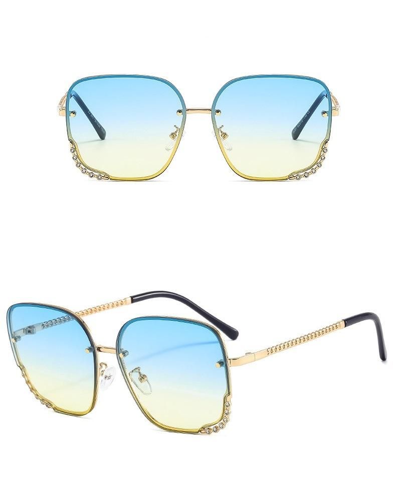 2022 New Style Metal Square Diamond Fashion Sunglasses