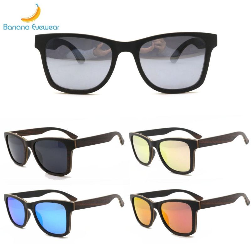 Ready Goods Classic Squarish Ebony Wooden Polarized Sunglasses