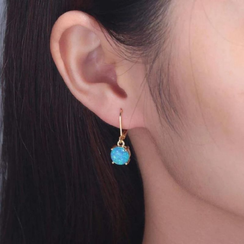 Multicolor Women Jewelry Drop Earring 925 Sterling Silver Round Cut Opal Dangle Earrings