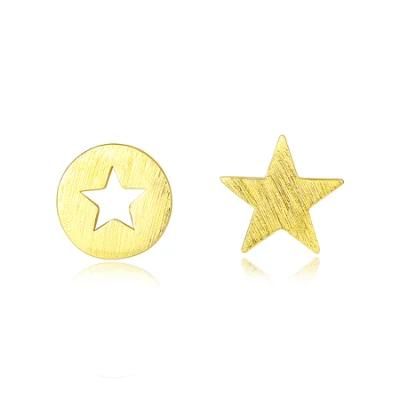 Combination Star and Hollow Round Silver Earrings