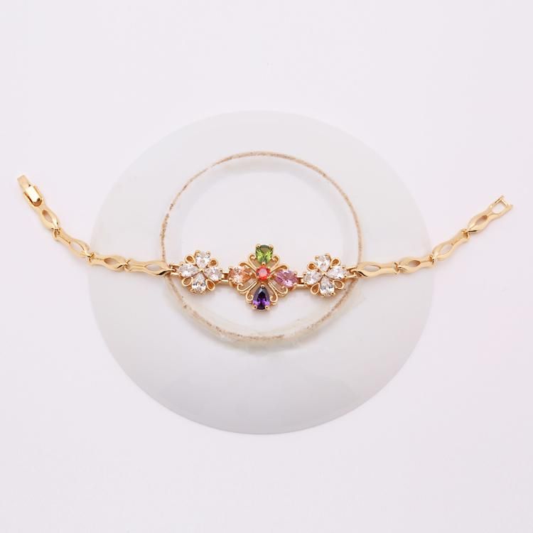 Simple Design Imitation Jewelry Gold Color Bracelet with 14K 18K Rhodium