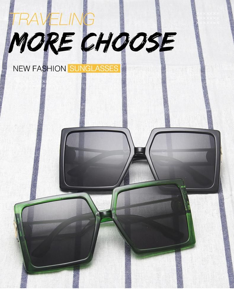 New D Home Big Frame Sunglasses Female Square Hollow Temple Personality Sunglasses