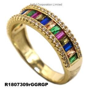 Gold Plating 925 Silver Colorful Ring Fashion Ring Fashion Jewelry Silver Ring