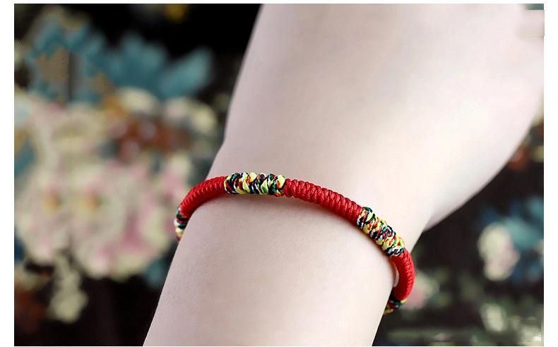 Handmade Woven Colorful Rope Red Rope Bracelet Five-Color Line Diamond Knot Bracelet Dragon Boat Festival Hand Rope Men and Women Accessories