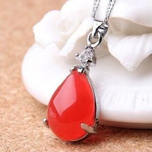 Red Heart Nice Jade Necklace Pendant Fashion Jewelry (X99)