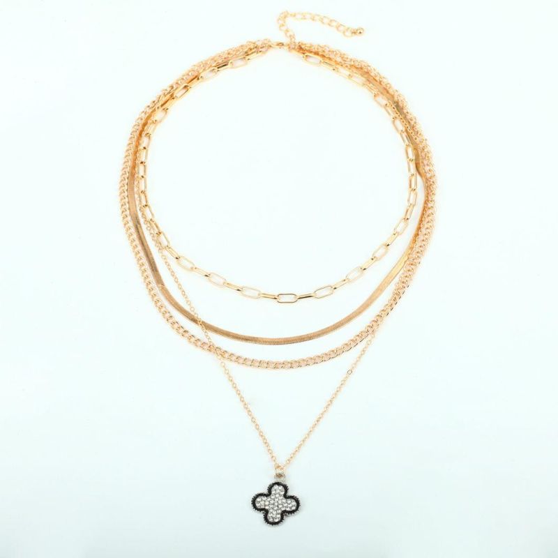 2022 Fashion Multi-Layer Chain Set Four Leaf Chain Street Shooting Necklace for Female Women Girls Gift