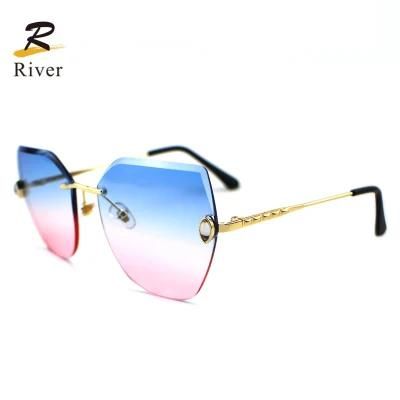 Fashion Diamond-Encrusted Ready Metal Frameless Women Sunglasses