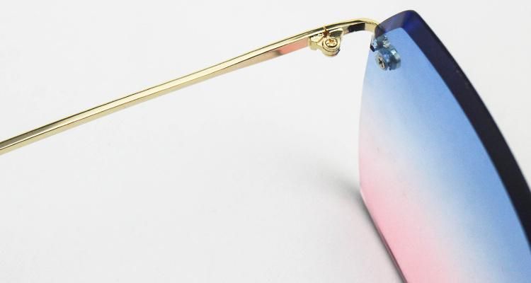 New Custom Logo Ready Fashion Frameless Women Sunglasses