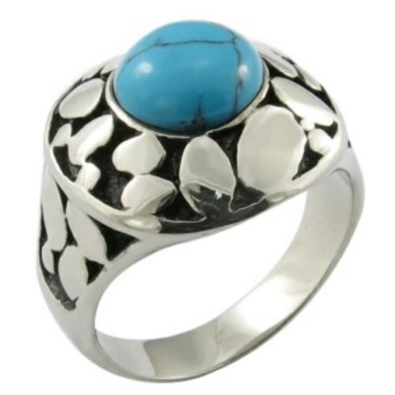 Gem Stone Ring Turquoise Jewelry Steel Ring