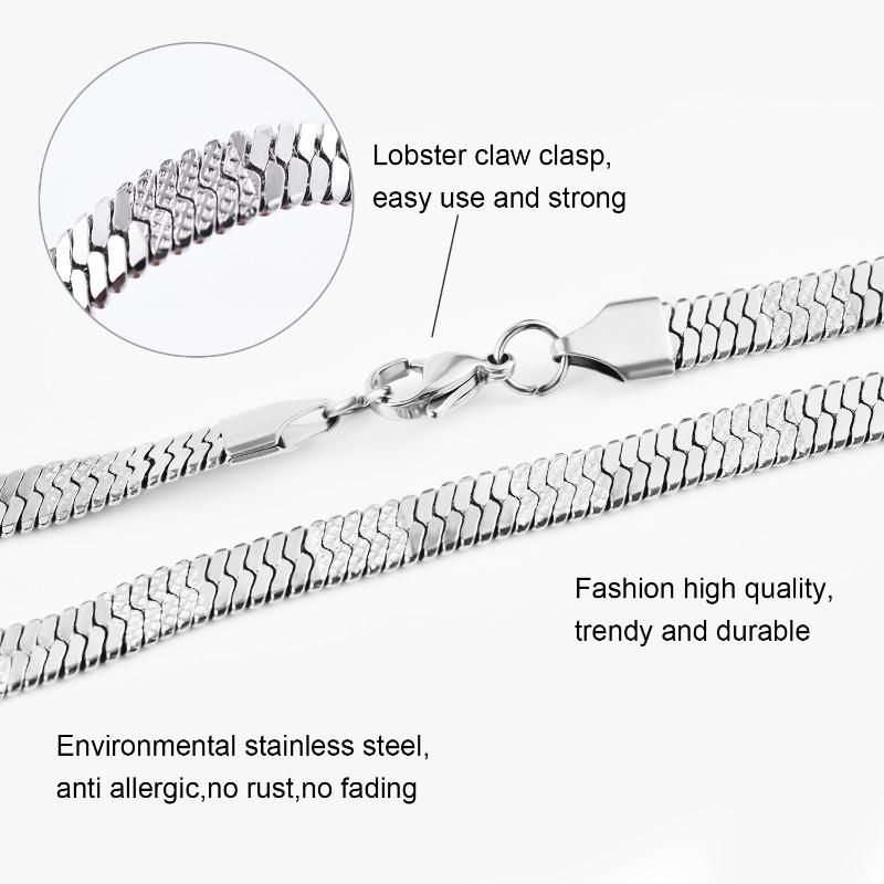 Fashion Jewelry Stainless Steel Herringbone Chain Embossed Necklace Anklet Bracelet 18K Gold Plated