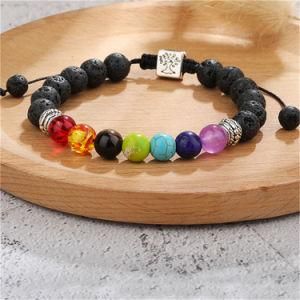 Lucky Elephant Charm 7 Chakra Healing Pink Glass Beads Bracelet