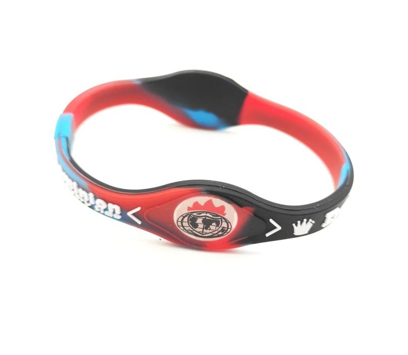 Stock Design Epoxy Silicone Power Bracelets Muti Color Embossed Energy Wristband Cheap Energy Power Silicon Balance Bracelet