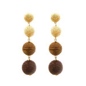 Fashion Jewelry Grey Ombre Ball Drop Earrings with Knitting Wire