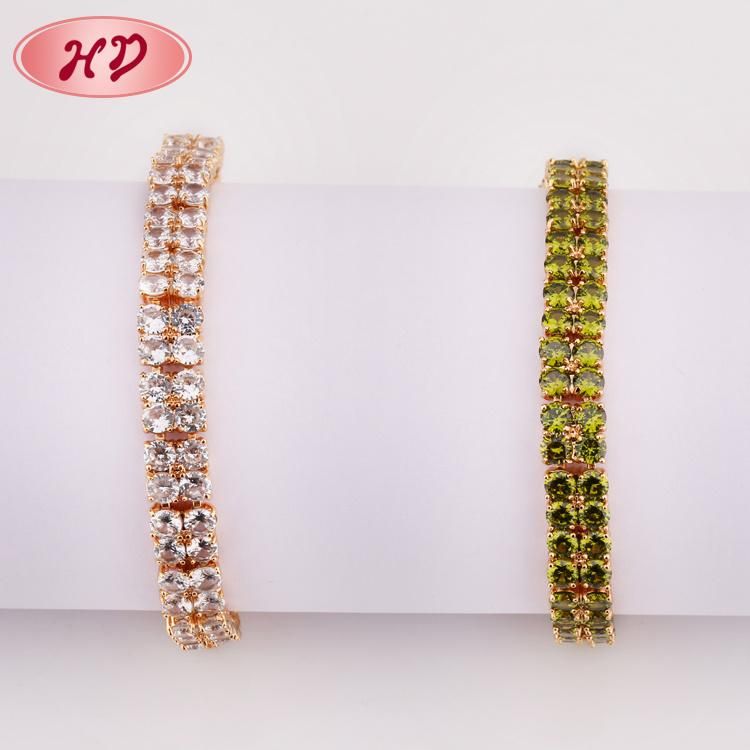 Customized Color Stones Fashion Style 18K Gold Jewelry Bracelet