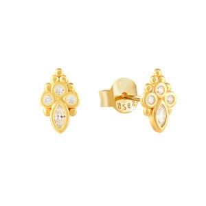 Hot Sale Natural Raw Stone Gold Geometric Luxury Earrings / Gold Stud Earrings Stone for Women