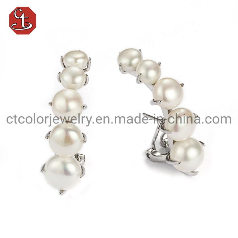 Hot Sale 925 Silver Freshwater Pearl omega Earrings Jewelry