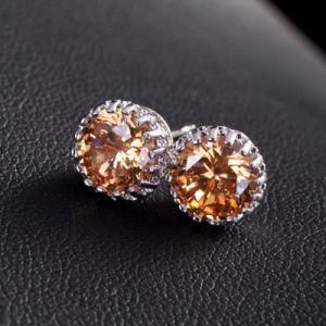 Fashion Colorful Diamond Cutting Zircon Brass Gold Stud Earrings Women Party Birthday Gift Earrings