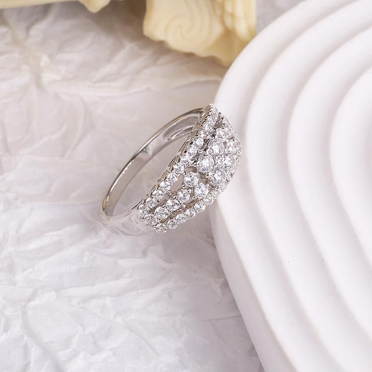 925 Silver Fashion Accessories Fashion Jewelry Hip Hot Jewellery Hot Sale Elegant Luxury Moissanite Lab Diamond CZ Ring
