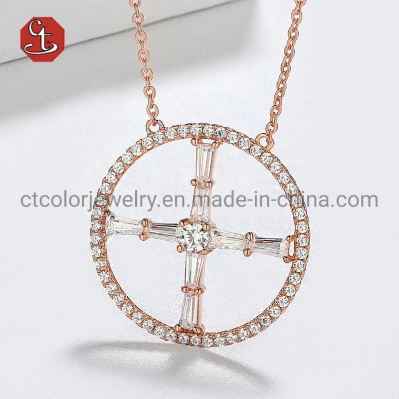 Rose Gold Plated 925 Sterling Silver Pendant Sets Fashion women Jewelry Chain Necklace