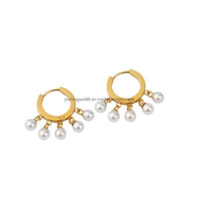 Retro Faux Freshwater Baroque Pearl Gilt Hoops Fashion Women Embrace Drop Pearl Earrings