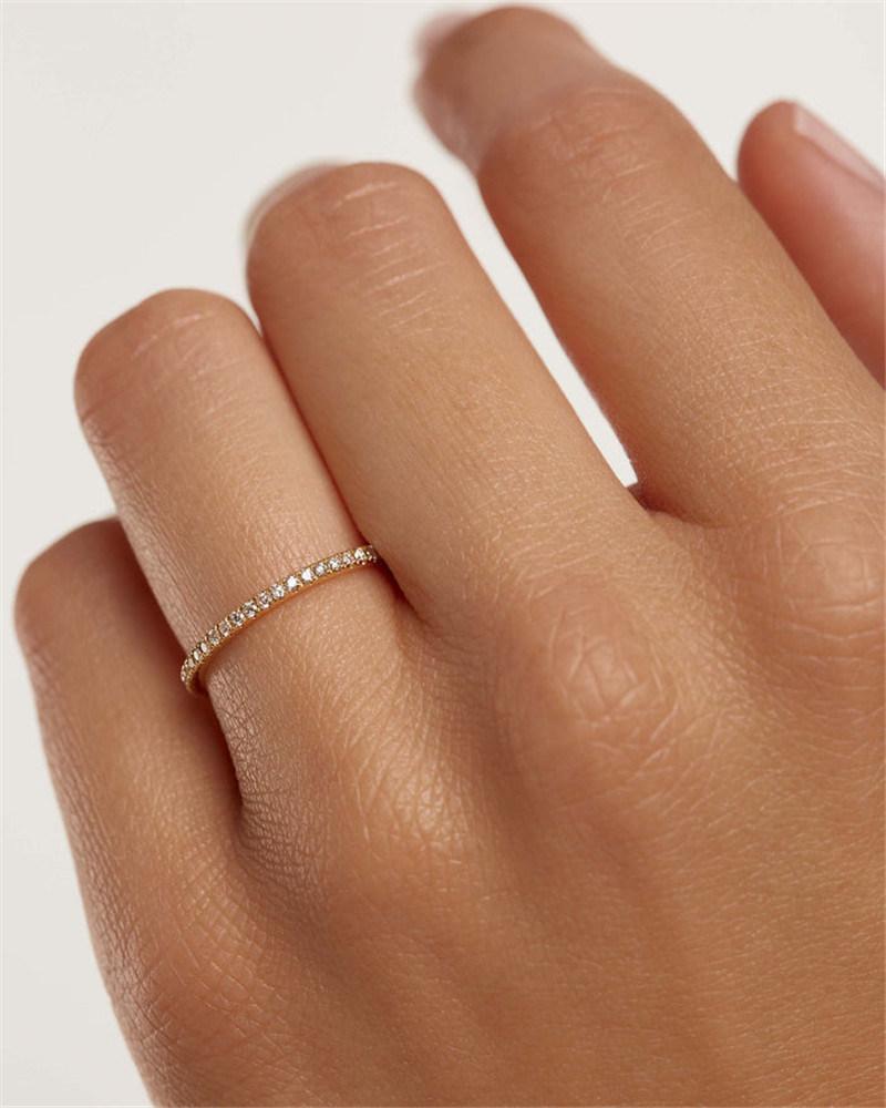 Custom Brass Alloy with Crystal Diamonds Ring and in 18K Gold Plated Eternity Ring Women Jewelry