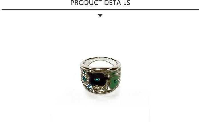 Good Quality Fashion Imitation Jewelry Ring with Flower Rhinestones