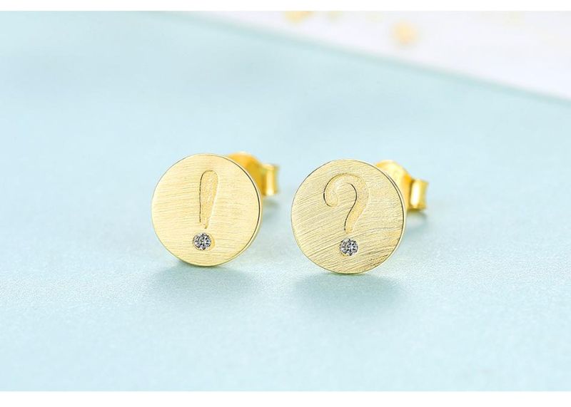 Exclamation and Question Mark Sterling Silver 925 Ear Studs
