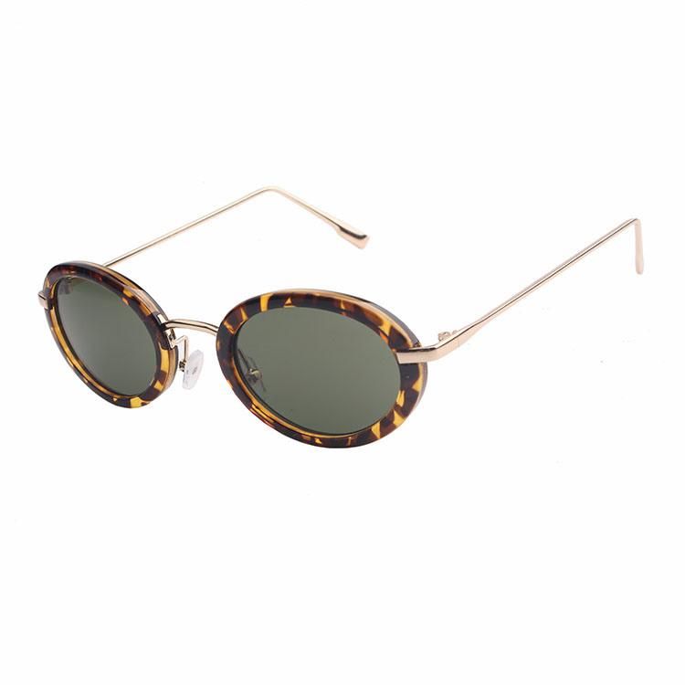Retro Style Round PC Frame with Metal Temple Sunglasses