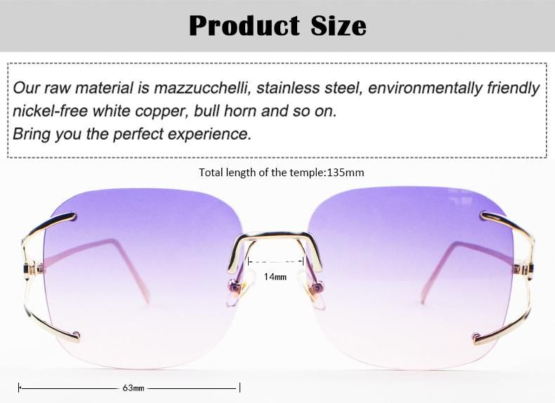 Fashion Oversize Custom Logo Ready Frameless Women Sunglasses