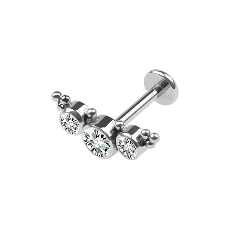 Eternal Metal ASTM F136 Titanium Internally Threaded Three Stones Cluster Balls Labret Body Piercing